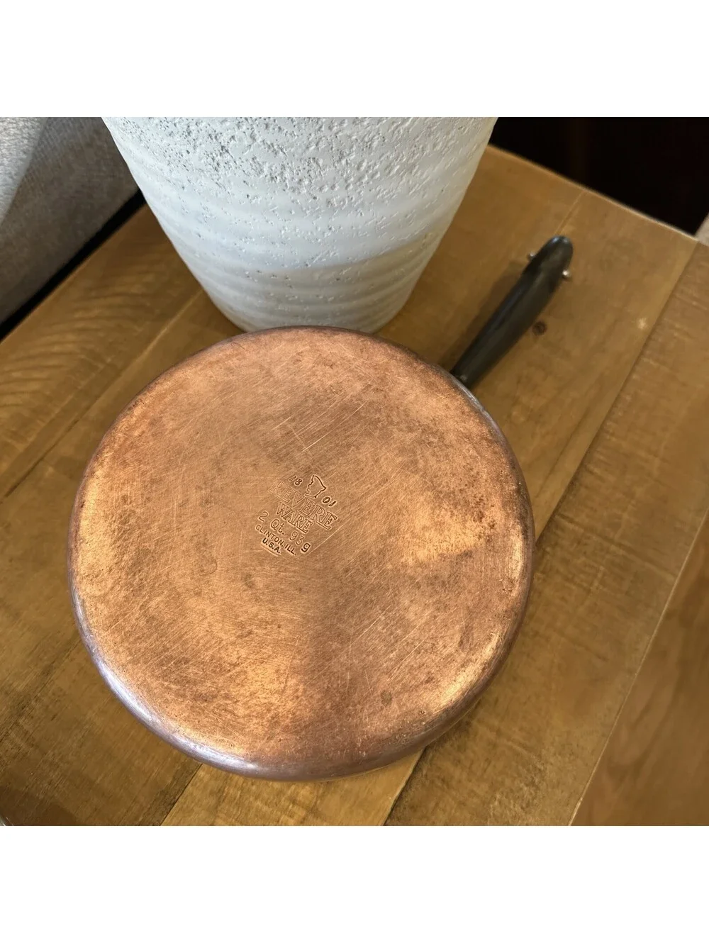 Revere Ware 2 Qt Quart Copper Bottom Sauce Pan, Lid Clinton 90 j Stainless Steel